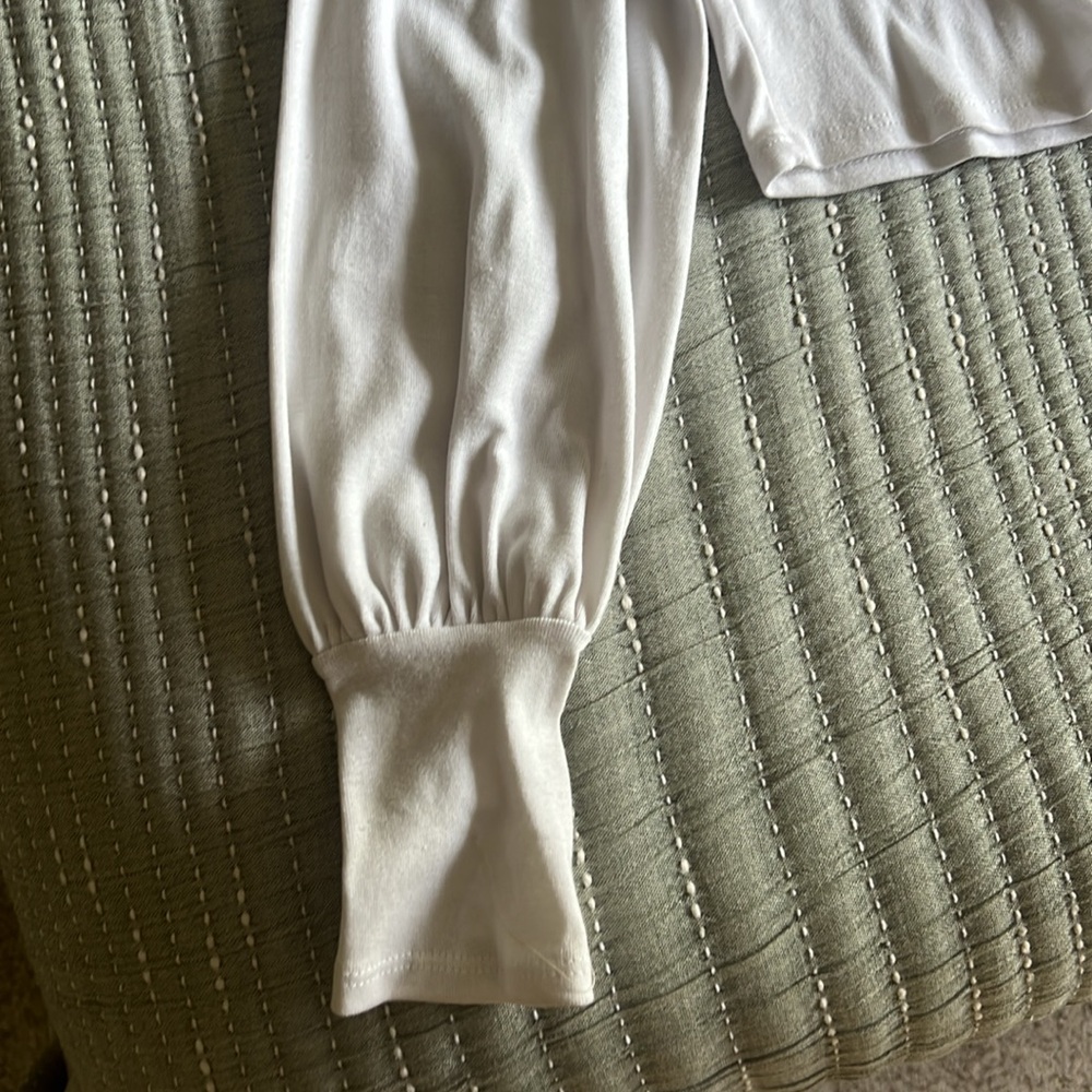 Camille Mock Neck White Long Sleeve Crop Top - Picture 4 of 4